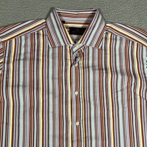 ETRO Shirt Mens 42 Striped 100% Cotton Casual‎ Preppy Button Up Made in Italy
